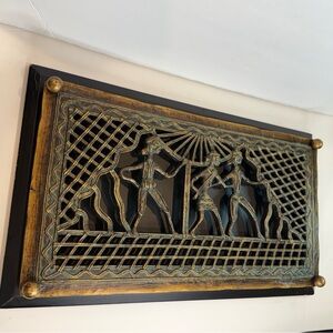 🌟 Tribal Celebration Carved Wall Art – Rustic Elegance in Wood 🌟  10”  X 20”